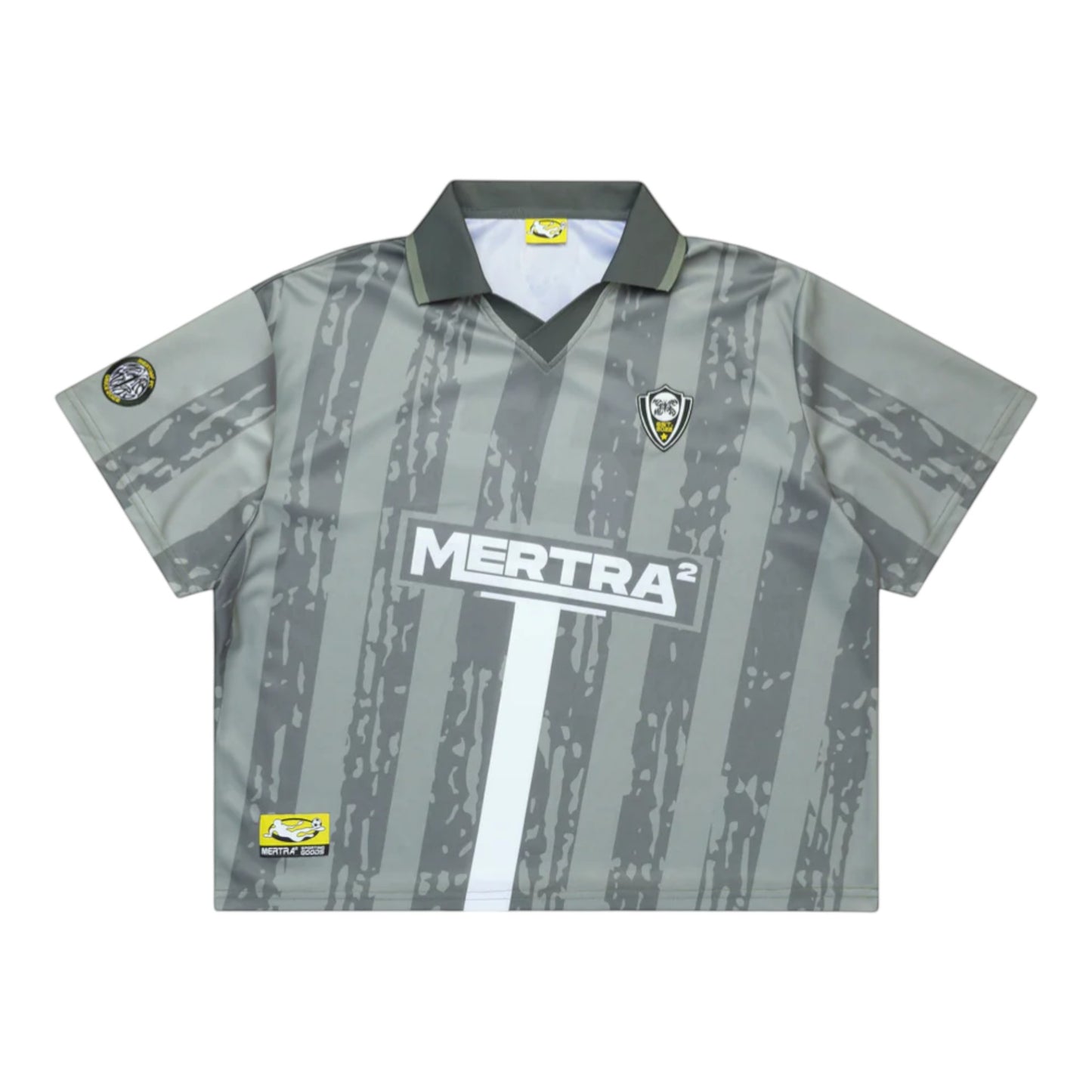 OFFCODE.USA Army football kit with turndown collar, cropped boxy fit, and sublimated graphics. 100% polyester.