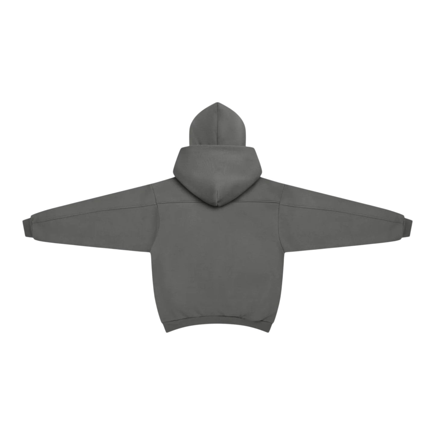 OFFCODE.USA Bigstep Hood 2.0 charcoal grey hoodie with double hood, hidden zipper pockets, and embroidered graphics. Boxy fit.