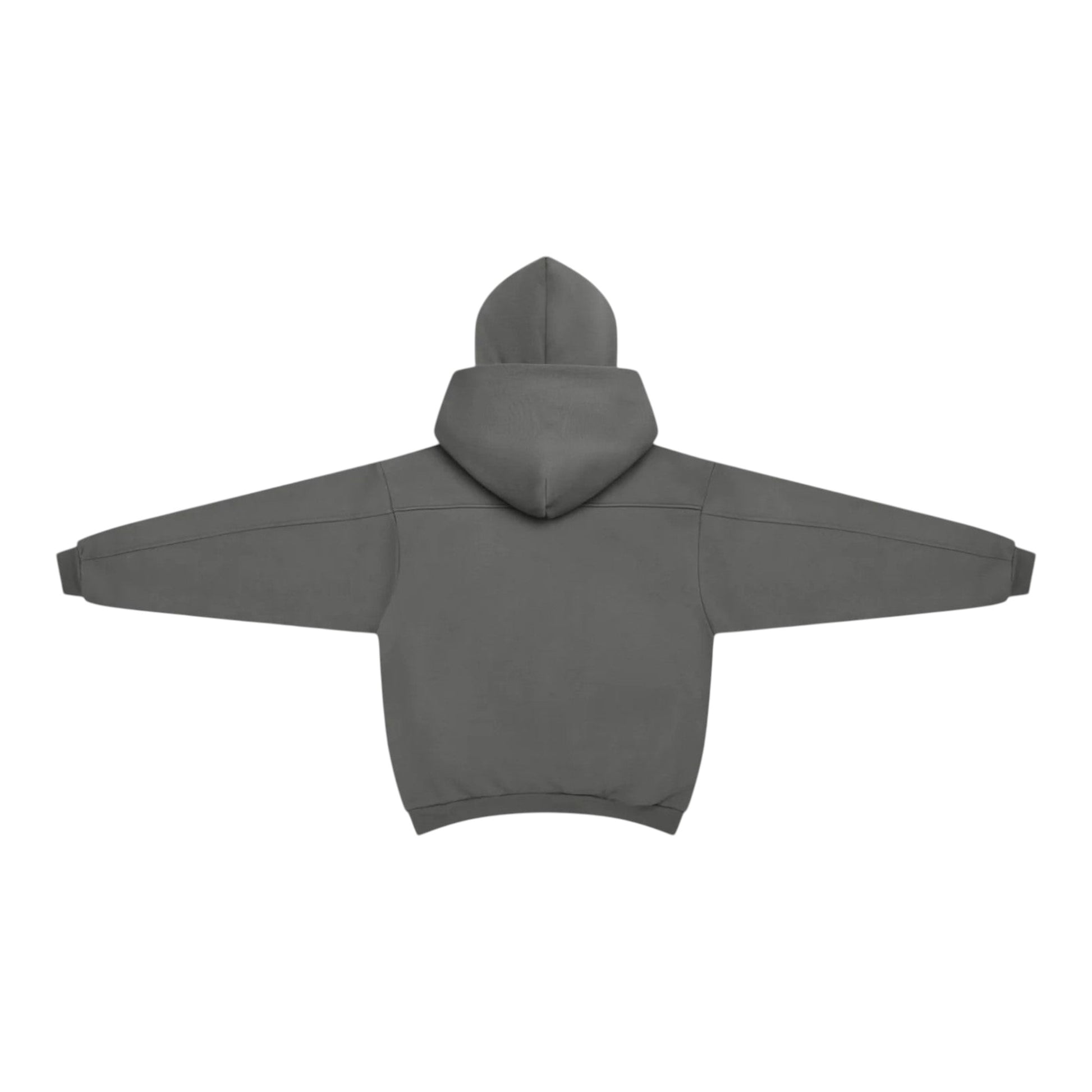OFFCODE.USA Bigstep Hood 2.0 charcoal grey hoodie with double hood, hidden zipper pockets, and embroidered graphics. Boxy fit.