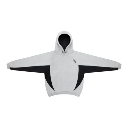 OFFCODE.USA Bigstep Hood grey heather and black colorblock hoodie with drawstring hood and embroidered logo.