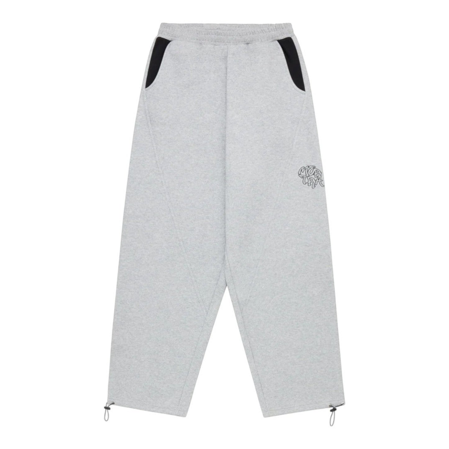 OFFCODE.USA light grey cotton blend joggers with black pocket details and embroidered logo on the right leg.