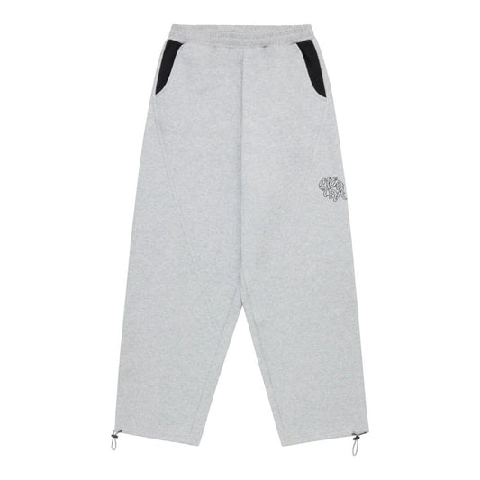 OFFCODE.USA light grey cotton blend joggers with black pocket details and embroidered logo on the right leg.