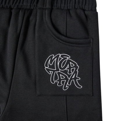 OFFCODE.USA Bigstep black shorts with white embroidered logo on pocket. Casual athletic style.