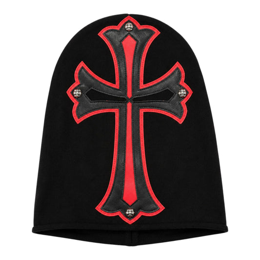 Chrome Hearts Leather Cross Cashmere Mask, front view