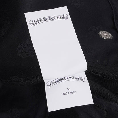 OFFCODE.USA black 100% cotton Flare Richard Cut Chino Pants with subtle all-over logo pattern.
