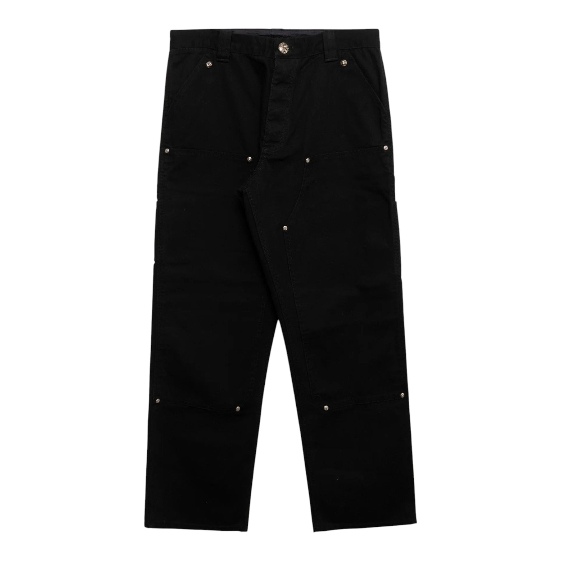 OFFCODE.USA black Chrome Hearts double knee carpenter pants with silver hardware detailing