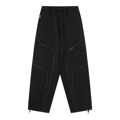 OFFCODE.USA black joggers with contrast stitching and adjustable ankle cuffs.