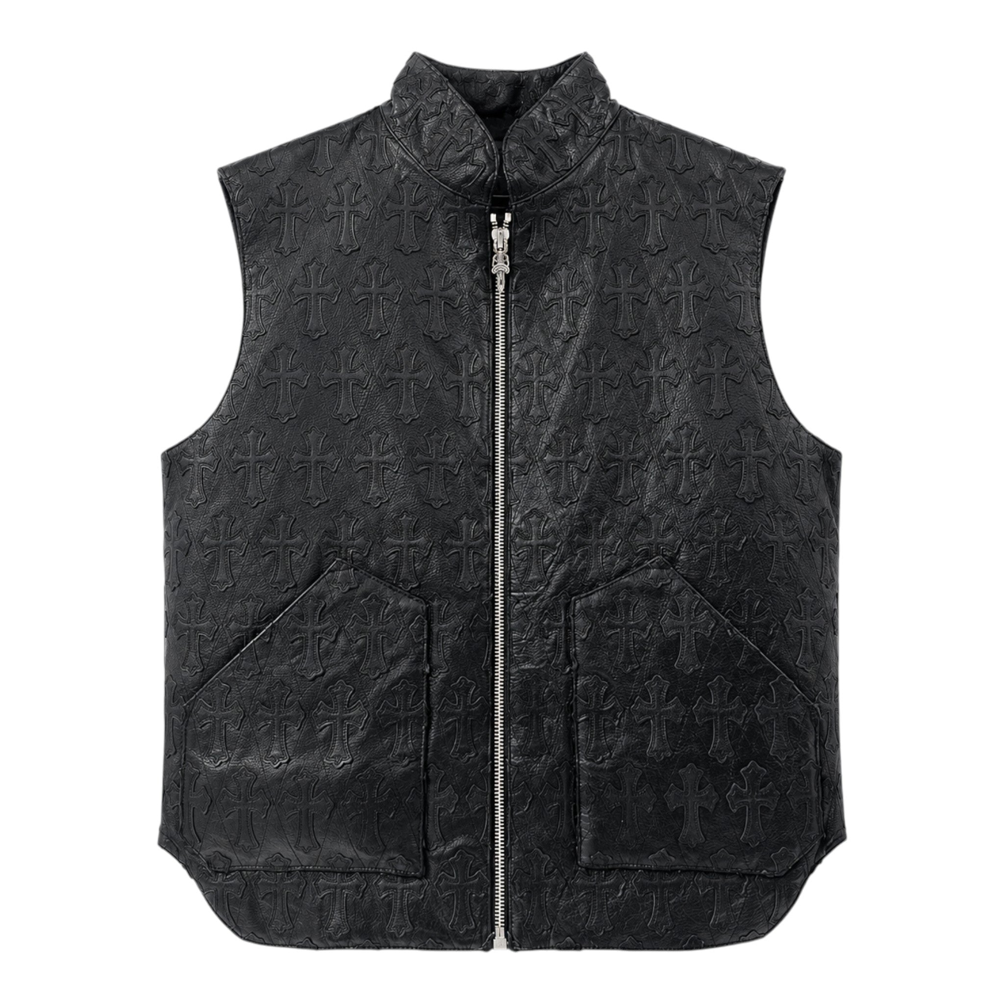 Chrome Hearts Vintage Flooded Leather Patch Vest, front view