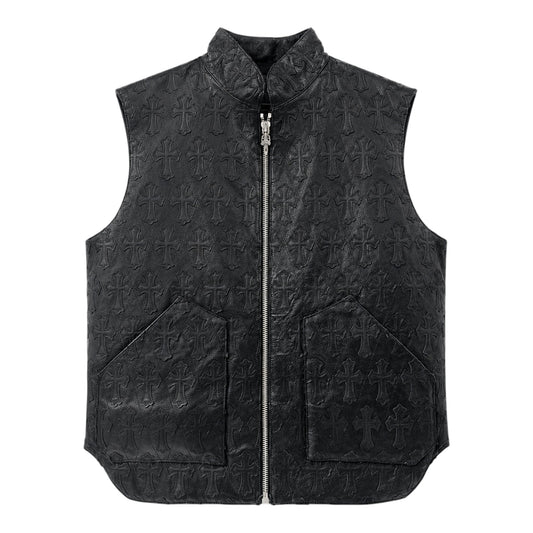 Chrome Hearts Vintage Flooded Leather Patch Vest, front view