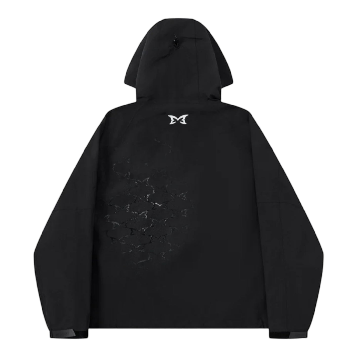 OFFCODE.USA Monogram Shell Jacket 2.0 (Black) with graphic print on back and hood.