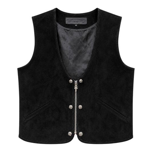 Chrome Hearts Suede Leather Vest, front view
