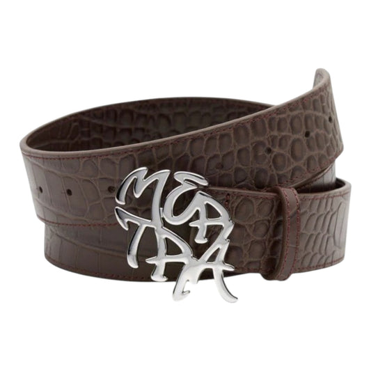 OFFCODE.USA brown alligator skin leather belt with stainless steel buckle