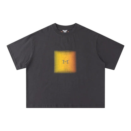 OFFCODE.USA Charcoal 100% cotton boxy fit tee with screen printed graphic on front.