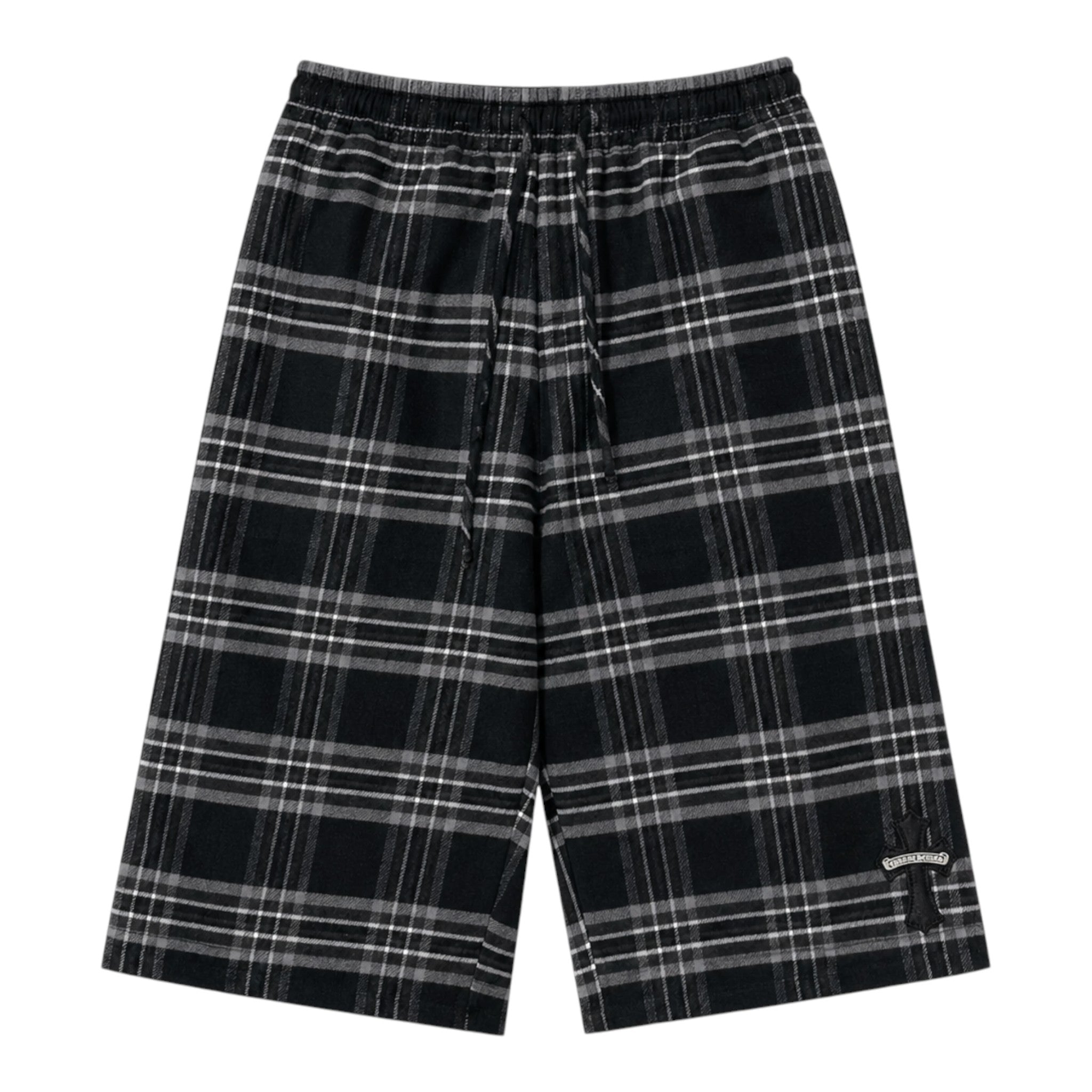 Chrome Hearts After School Cross Patch Flannel Shorts Grey, front view