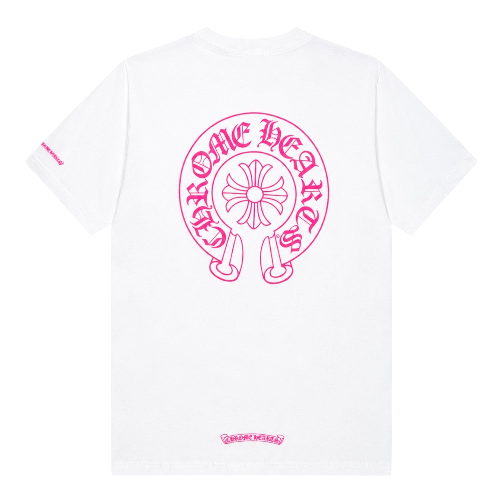 Chrome Hearts Pink Horseshoe Logo T-Shirt White