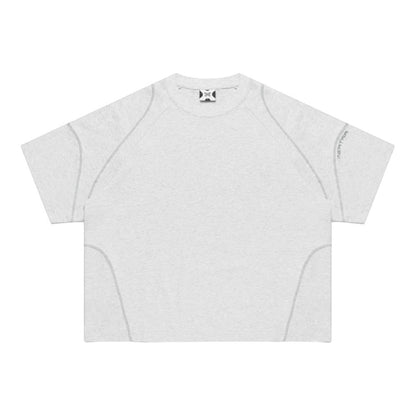 OFFCODE.USA grey 100% cotton boxy fit t-shirt with overlock stitching and embroidered graphics.