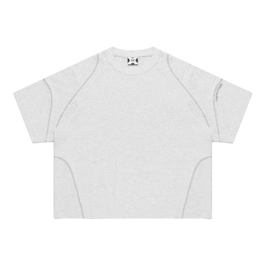 OFFCODE.USA grey 100% cotton boxy fit t-shirt with overlock stitching and embroidered graphics.