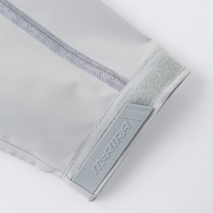 OFFCODE.USA grey 3L polyamide shell jacket with glow in the dark taped seams and adjustable velcro cuff.