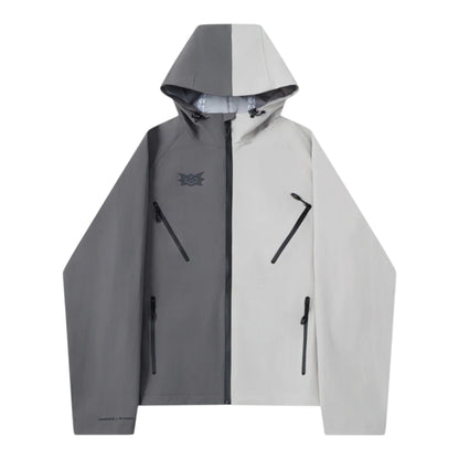OFFCODE.USA MERTRA x Umbro water reactive jacket in grey and white with zip pockets and hood.