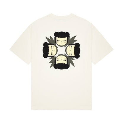 OFFCODE.USA off white 100% cotton t-shirt with graphic print on back and embroidery on front.