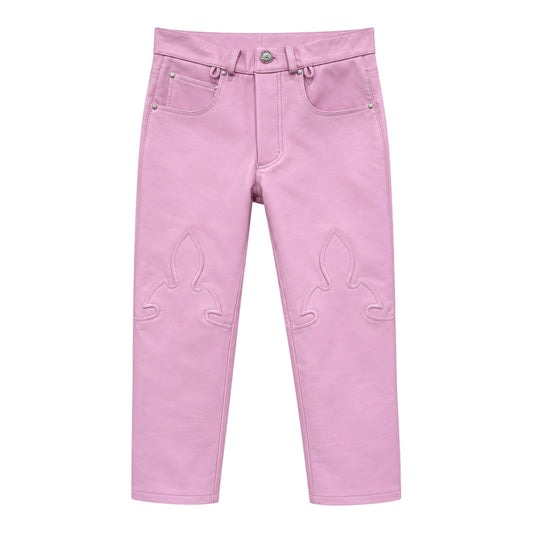 Chrome Hearts Leather Fleur Knee Pants, front view