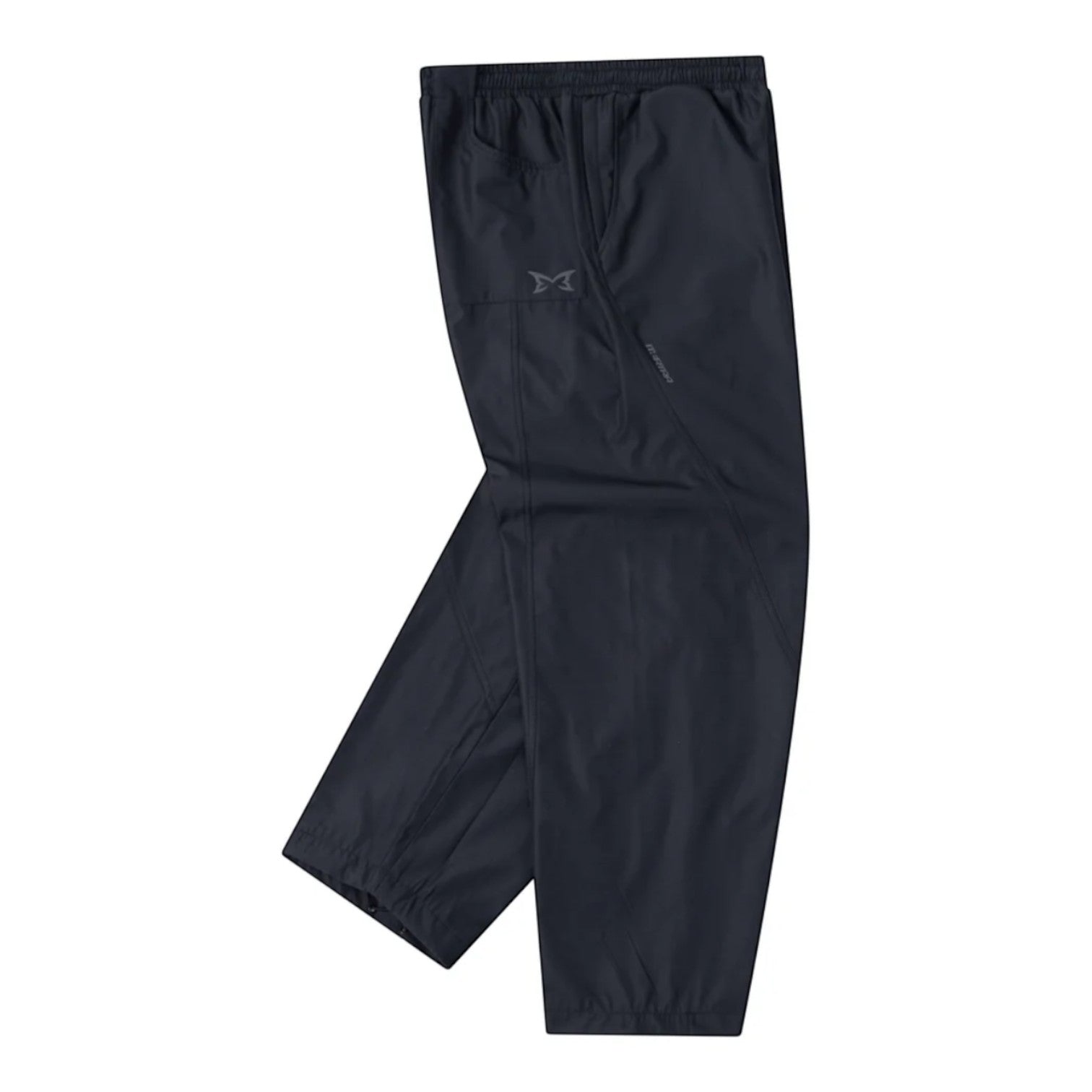 OFFCODE.USA navy tech joggers with mesh lining, reflective logos, ankle toggles, and wide leg fit.