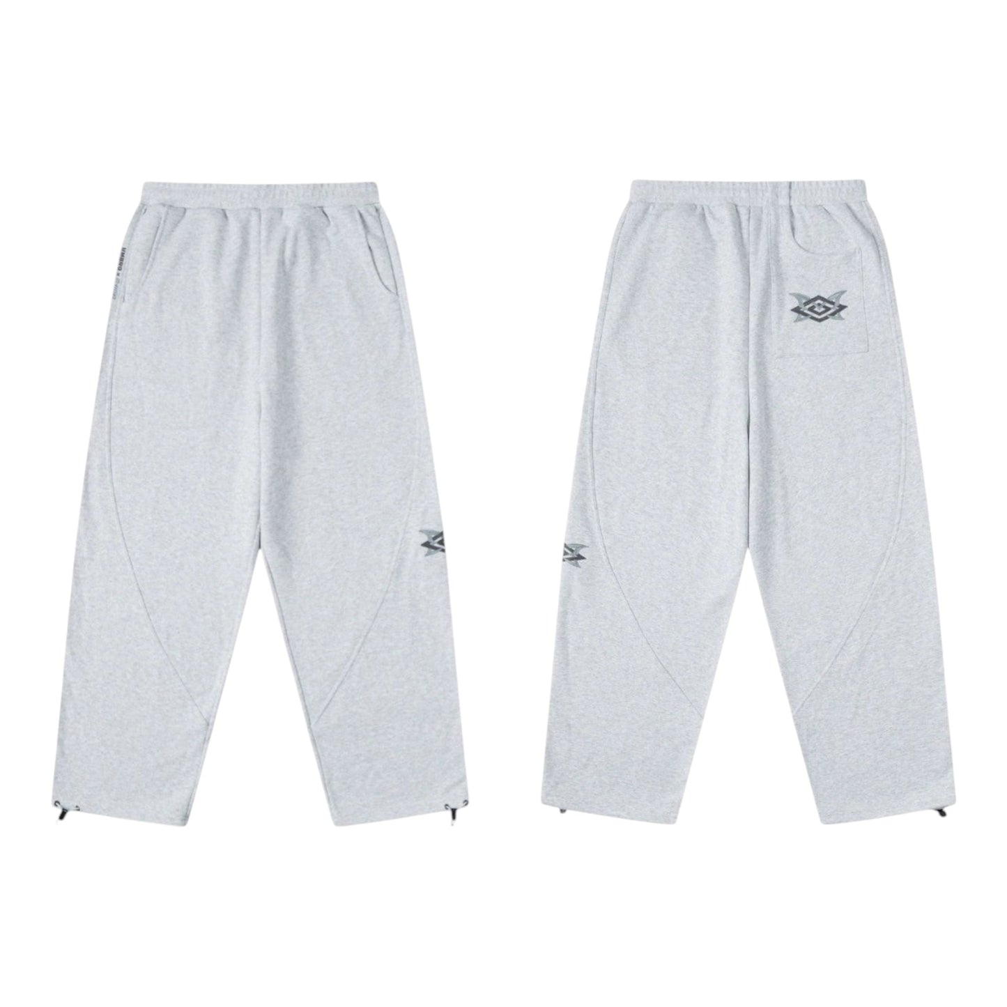 OFFCODE.USA MERTRA x Umbro light grey marl joggers with embroidered logo detail and drawstring cuffs.