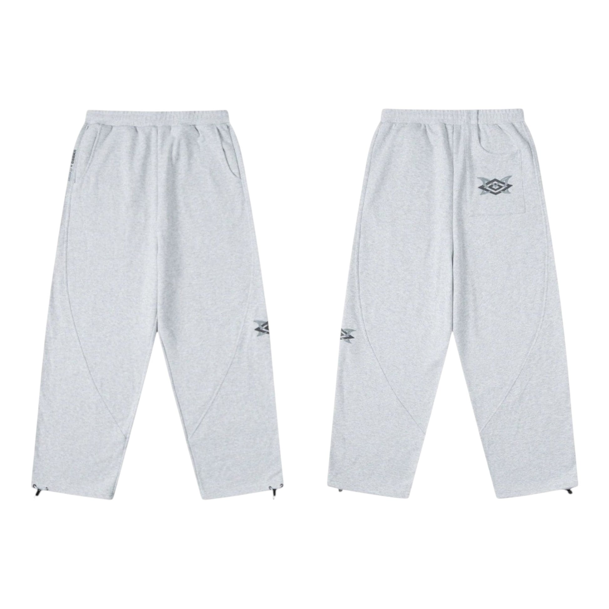 OFFCODE.USA MERTRA x Umbro light grey marl joggers with embroidered logo detail and drawstring cuffs.