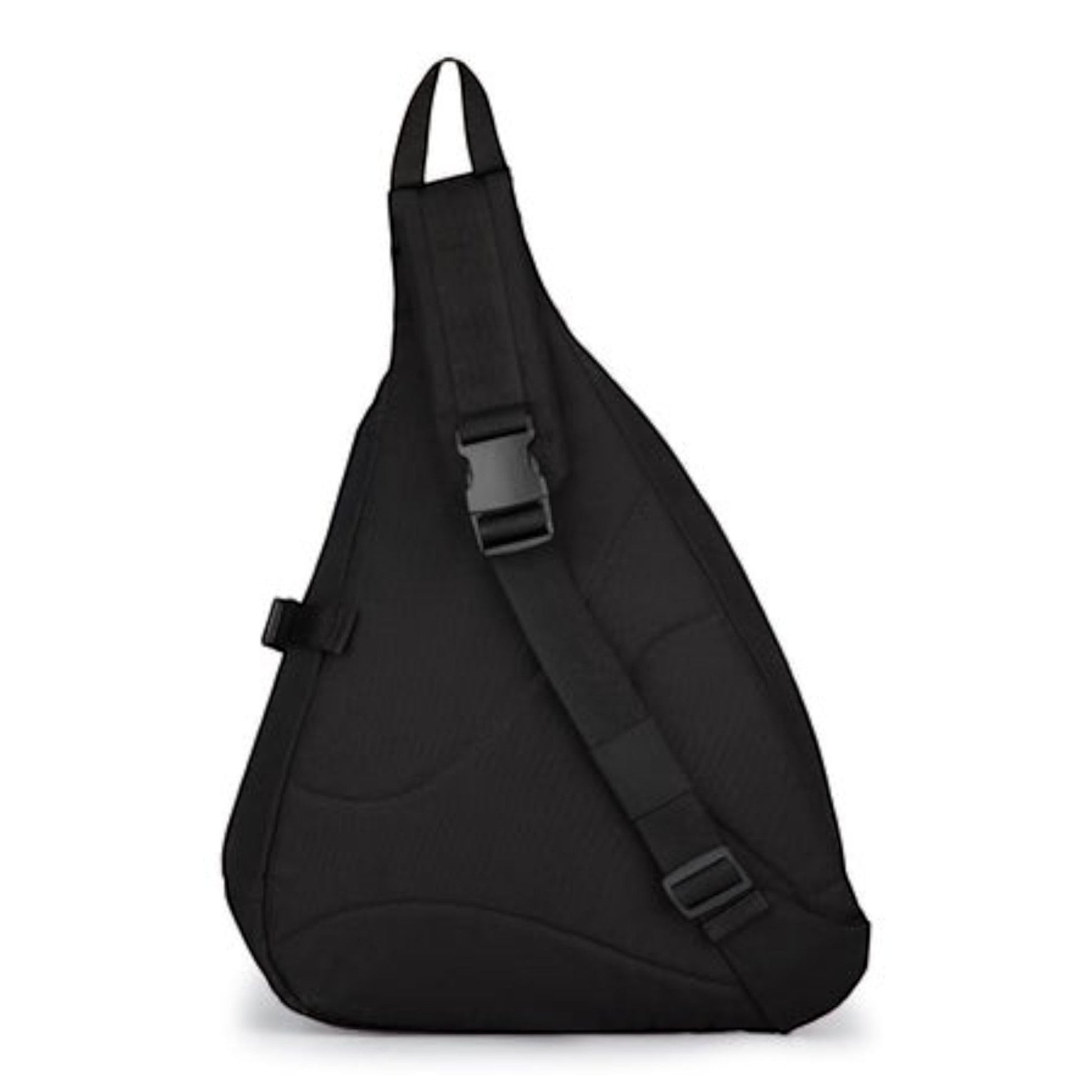 OFFCODE.USA yakuza black canvas sling bag with adjustable buckle strap and padded interior pocket