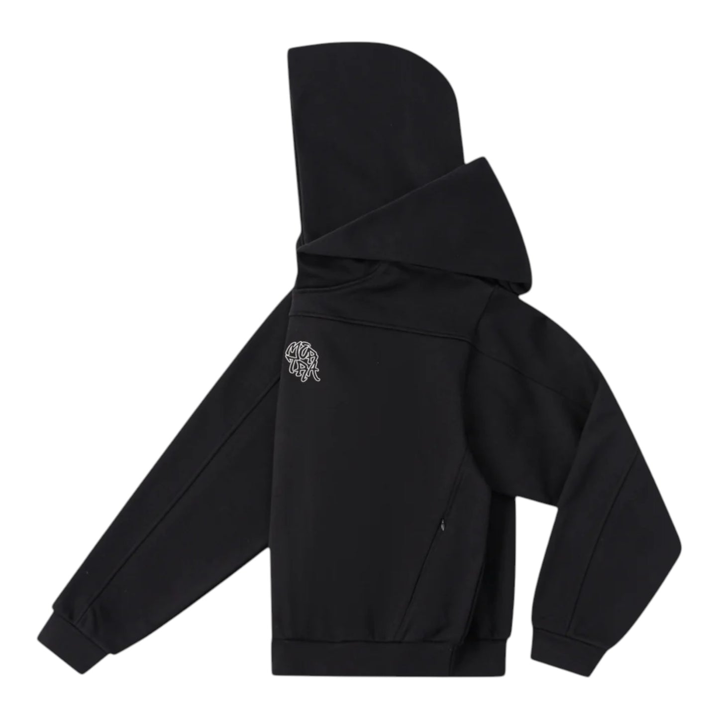 OFFCODE.USA Bigstep Hood 2.0 black hoodie with embroidered logo on chest and unique hood design.