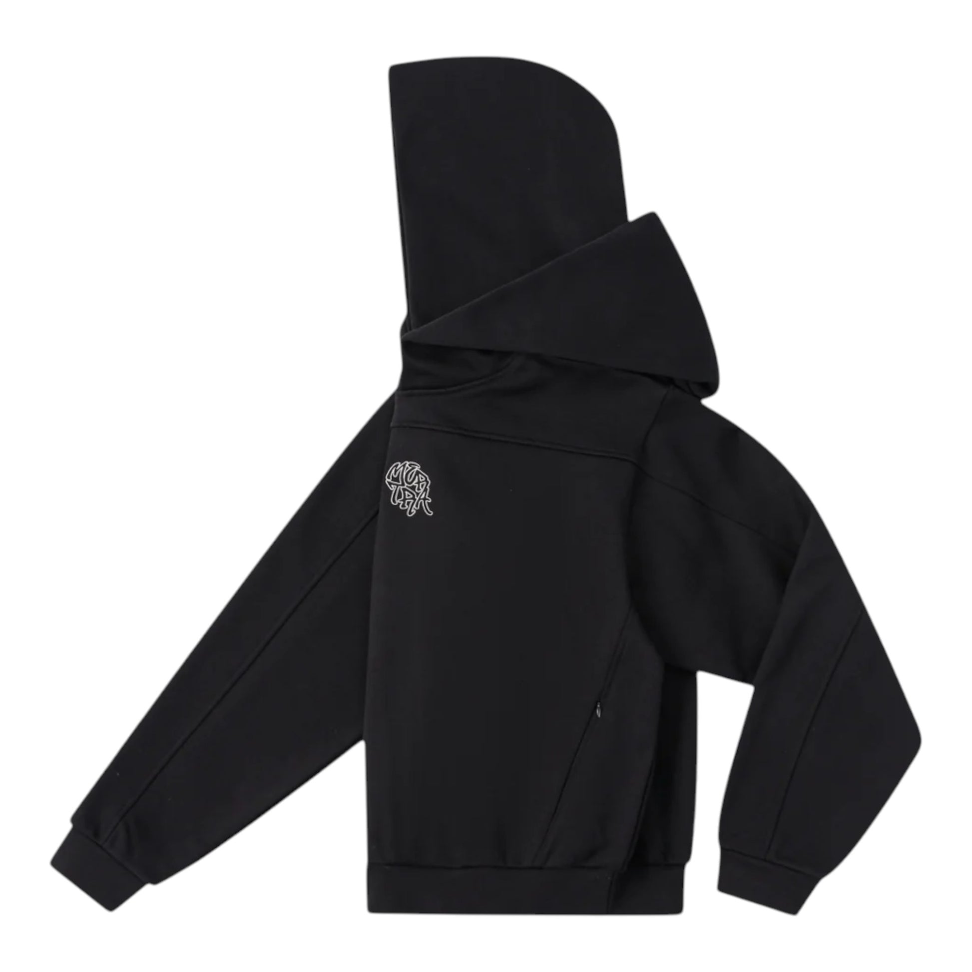 OFFCODE.USA Bigstep Hood 2.0 black hoodie with embroidered logo on chest and unique hood design.