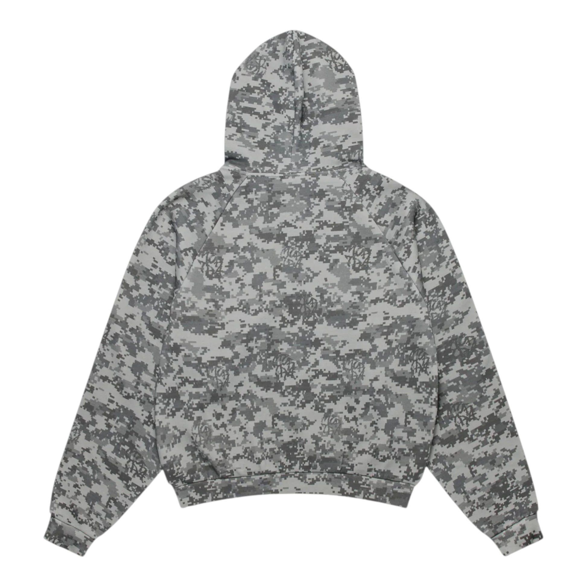 OFFCODE.USA Glitch Hood dark grey digital camo print hoodie with fleece lining and seamless hood.