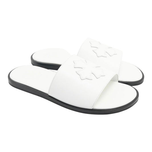 OFFCODE Plus Cross Patch Leather Slides, front view