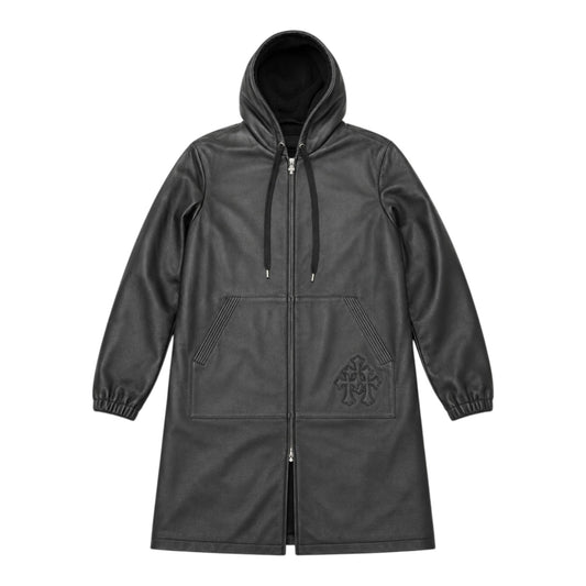 Chrome Hearts FW24 Fleur De Lis Leather Trench Coat, front view