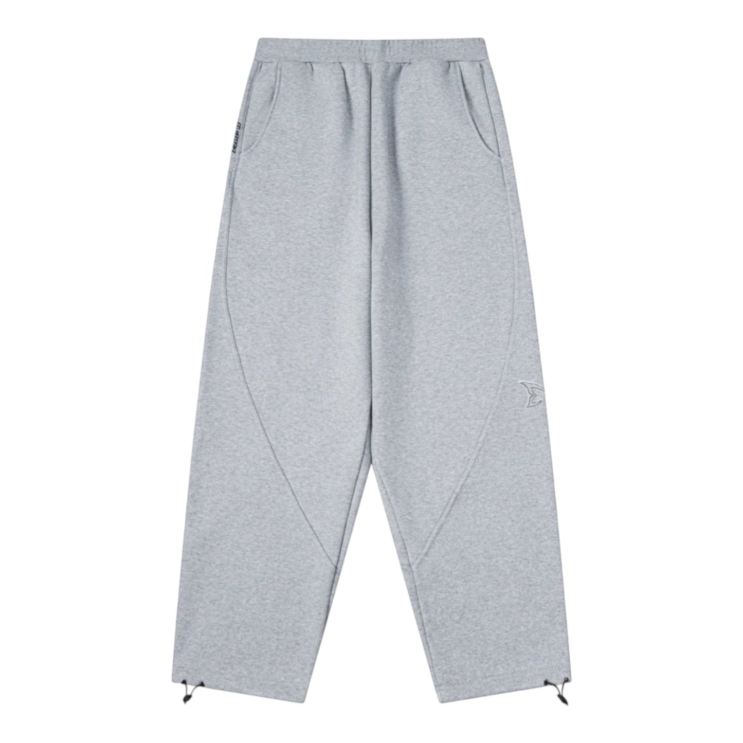 OFFCODE.USA grey cotton blend dual panel joggers with ankle toggles and embroidered logo.