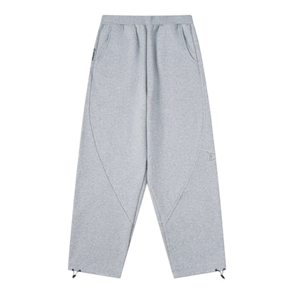 OFFCODE.USA grey cotton blend dual panel joggers with ankle toggles and embroidered logo.