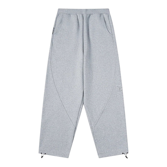 OFFCODE.USA grey cotton blend dual panel joggers with ankle toggles and embroidered logo.