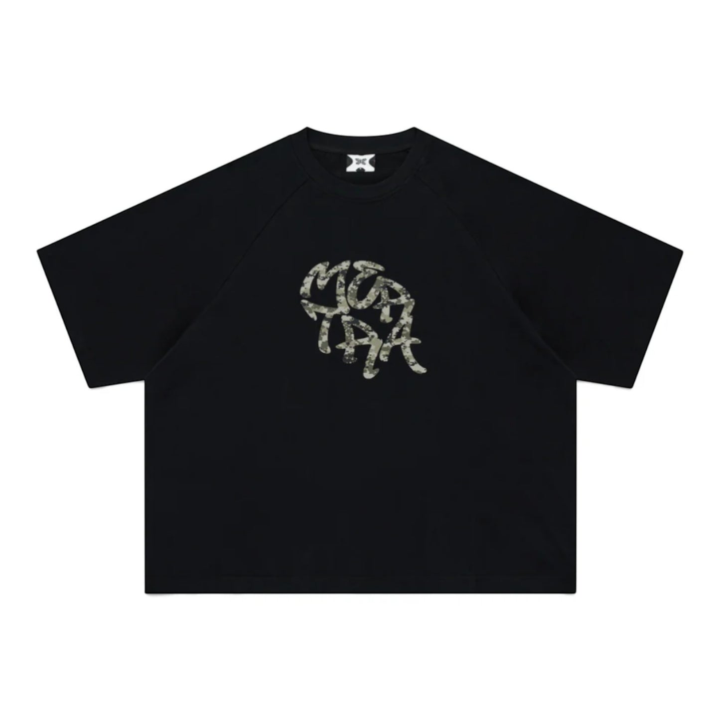 OFFCODE.USA black 100% cotton Glitch Tee with screen printed graphic, boxy and cropped fit.
