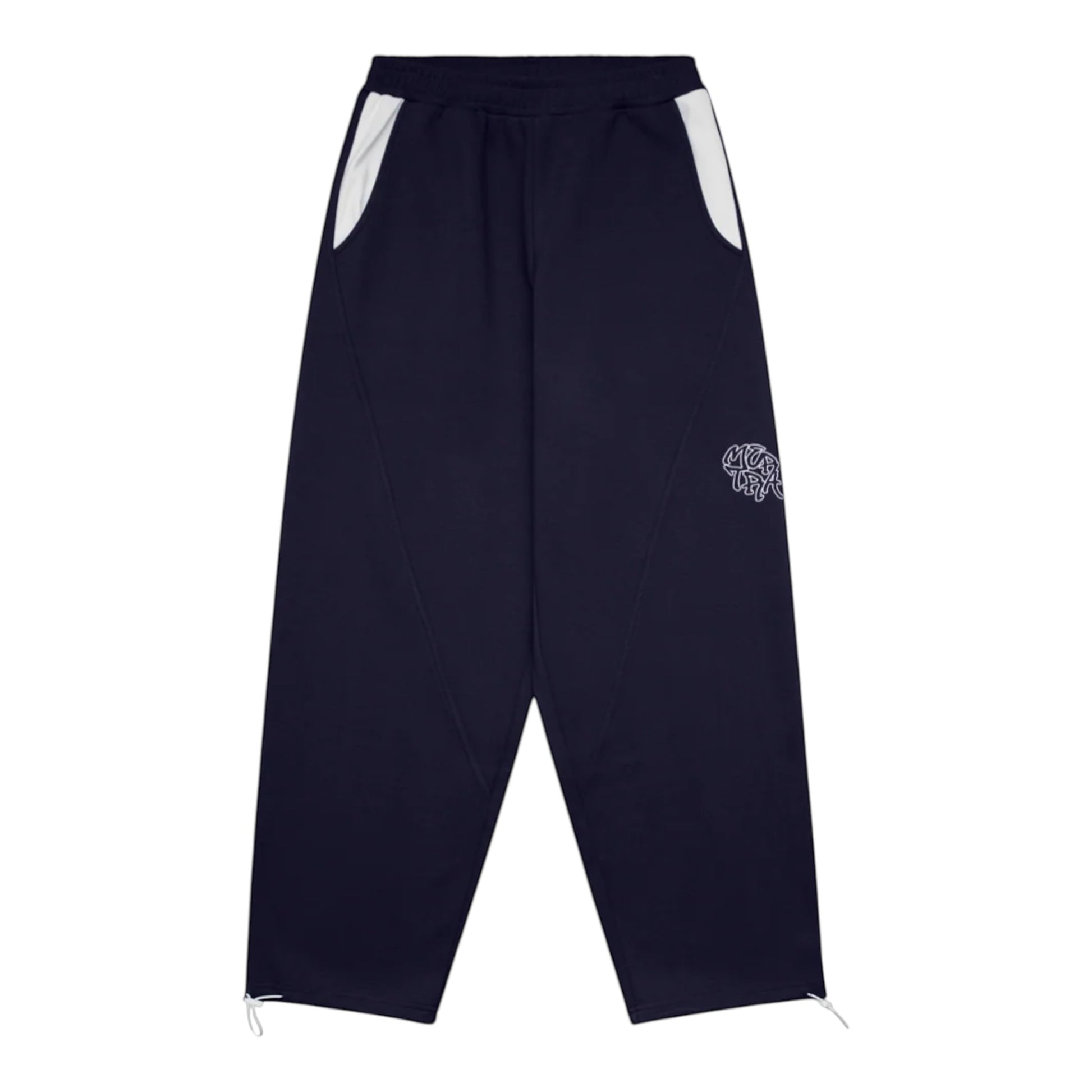 OFFCODE.USA Bigstep Joggers in navy blue with white pocket accents and embroidered logo.