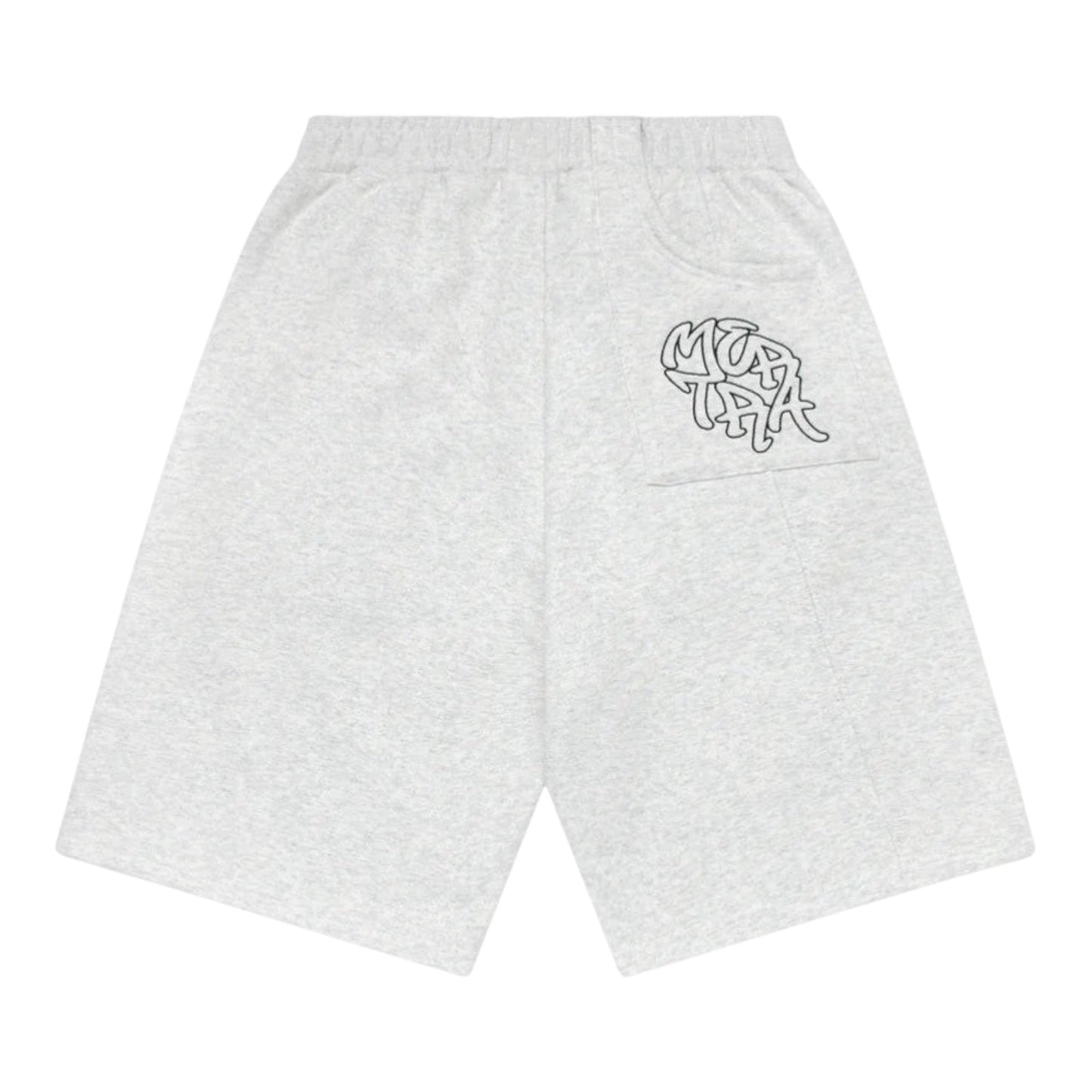 OFFCODE.USA Bigstep Shorts in light grey heathered cotton blend with embroidered logo detail on the left pocket.