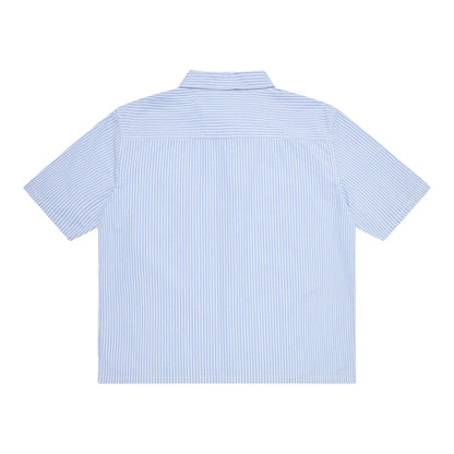 OFFCODE.USA light blue and white striped short sleeve double work shirt