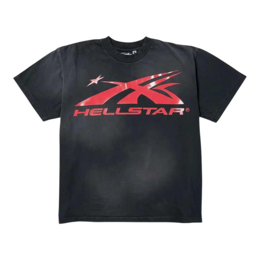 OFFCODE.USA men's black mercerized cotton crew neck t-shirt with red and white graphic print and loose fit.