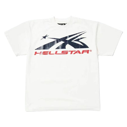 OFFCODE.USA white 100% cotton loose-fit crew neck Hellstar graphic t-shirt with distressed print.