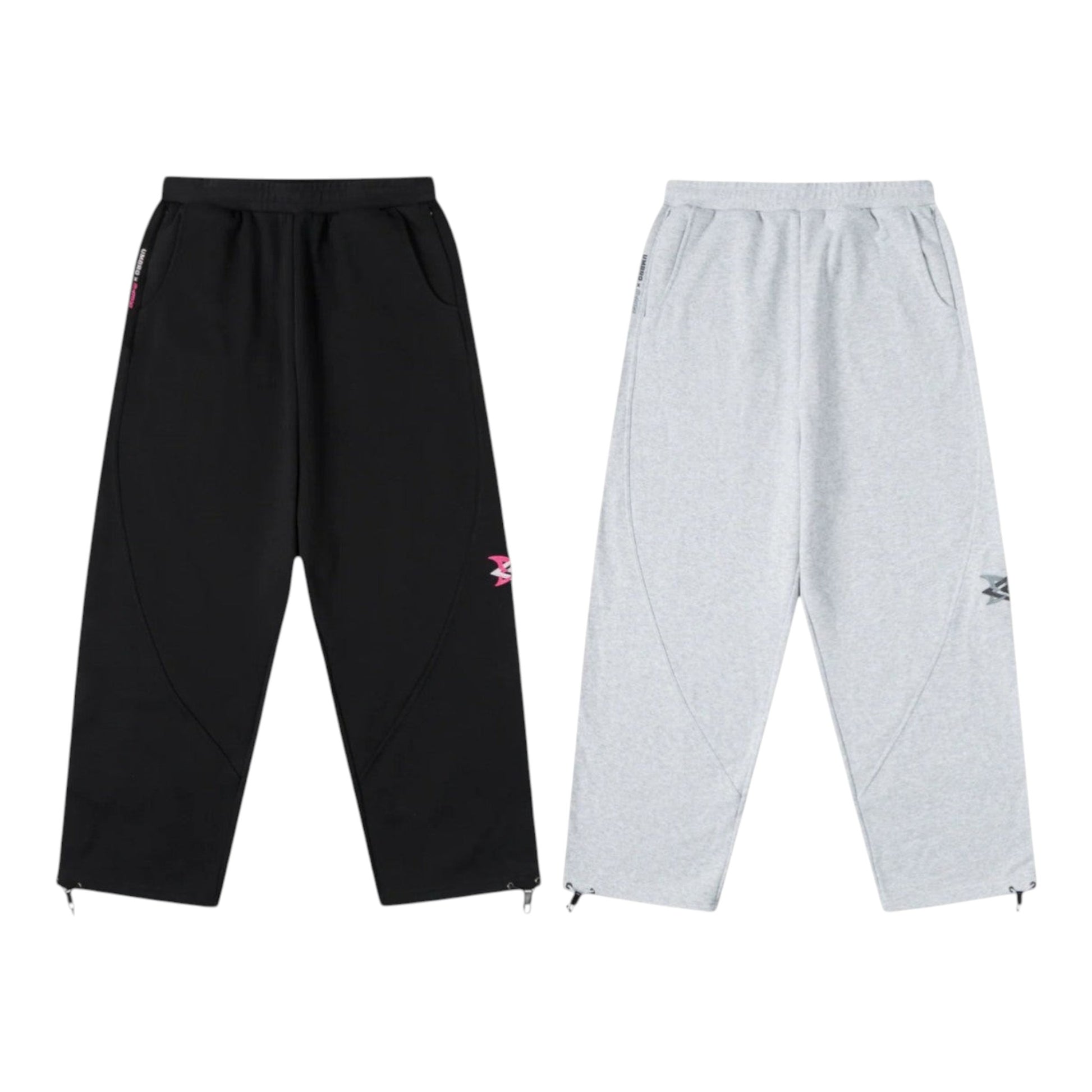 OFFCODE.USA MERTRA x Umbro black and grey warm-up joggers with zip cuffs and embroidered logos.