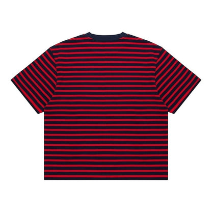 OFFCODE.USA Freddy T-Shirt in navy and red horizontal stripes, made of 100% cotton.