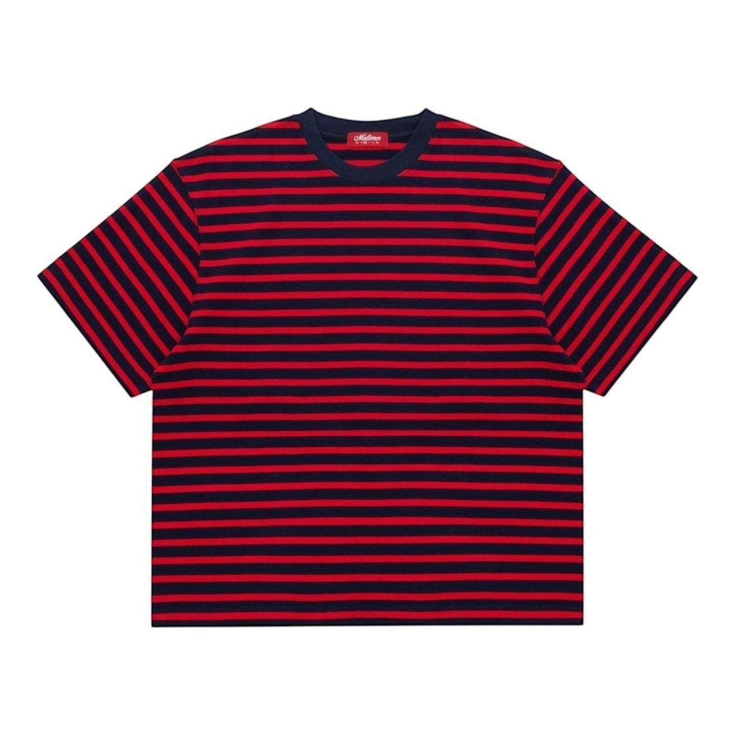 OFFCODE.USA Freddy T-Shirt in navy and red horizontal stripes, made from 100% cotton.