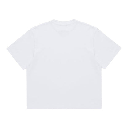 OFFCODE.USA white cotton t-shirt with a subtle embroidered logo on the back neck.